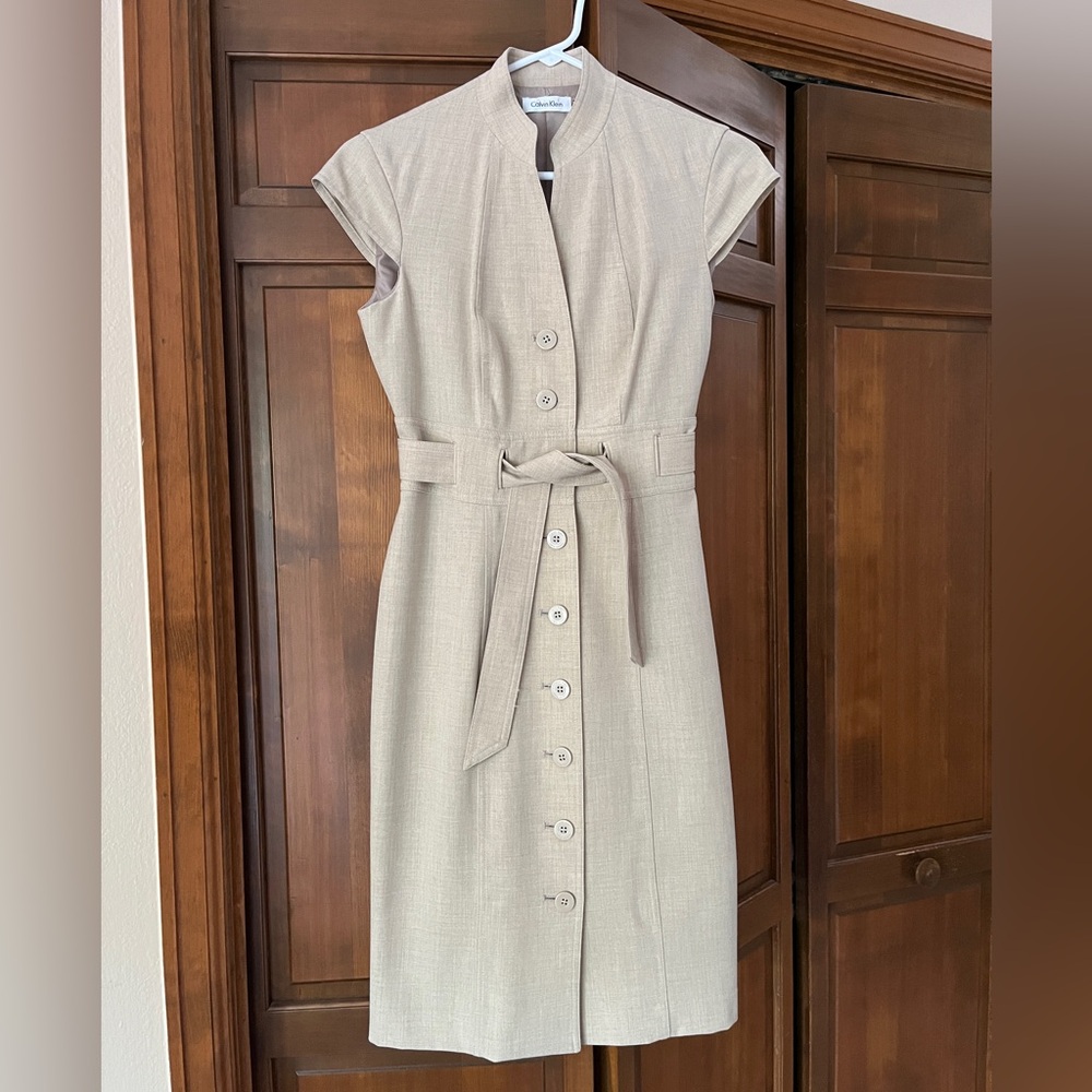 Calvin Klein Beige Business Casual Dress